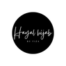 Black circle with 'Hayal Hijab by Fiza' text on a white background